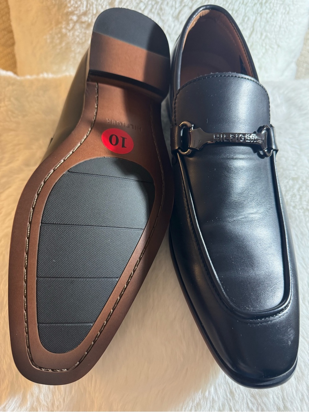 Tommy Hilfiger Men’s Black Leather Bit Loafers